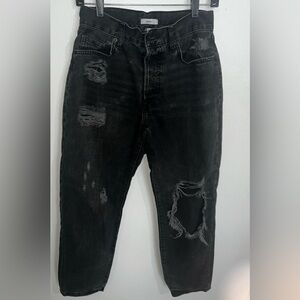 Forever 21 Black Distressed Straight Leg Jeans